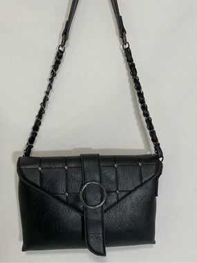 Sam & Hadley Black Purse, 2 Strap Options, Silver accents, Y2K rock moto vibe